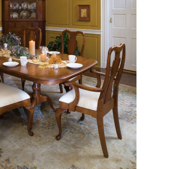 Amish 44"x 66" Queen Anne Cherry Expandable Table with 6 Chairs