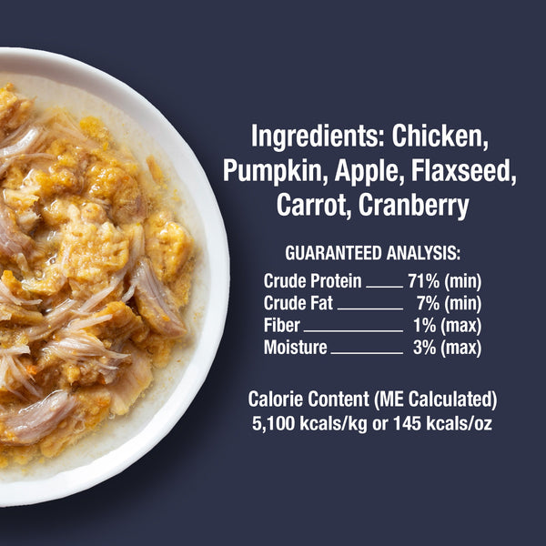 Hydrating Snack and Meal Complement For Cats – Shredded Chicken Chunks in Gravy