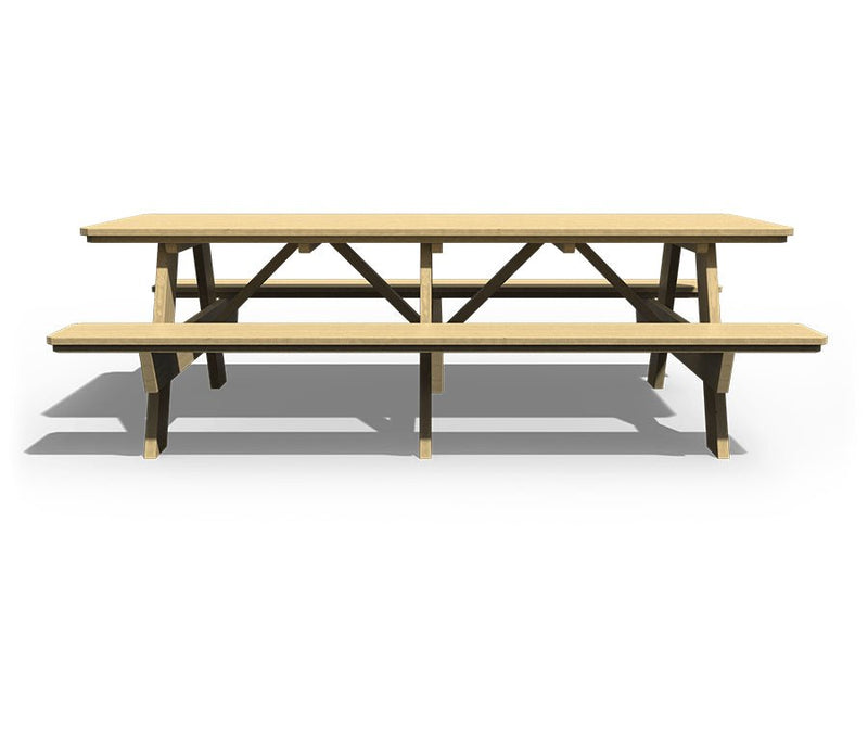 Amish 3ft x 8ft Solid Pine Wood Picnic Table