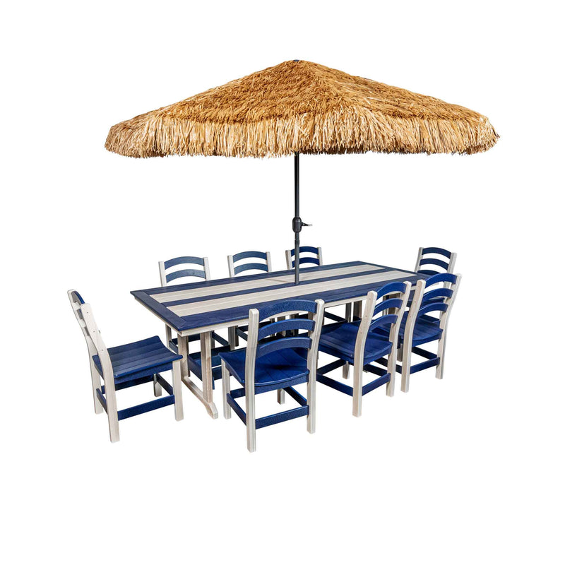 Amish Long Beach Patio Poly 43"x 96" Dining Table & Chairs for 8