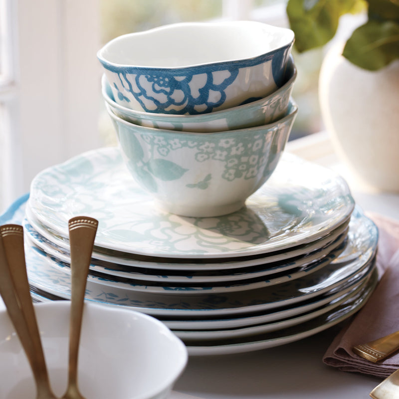 Butterfly Meadow Cottage Sage Rice Bowls - Set of 4