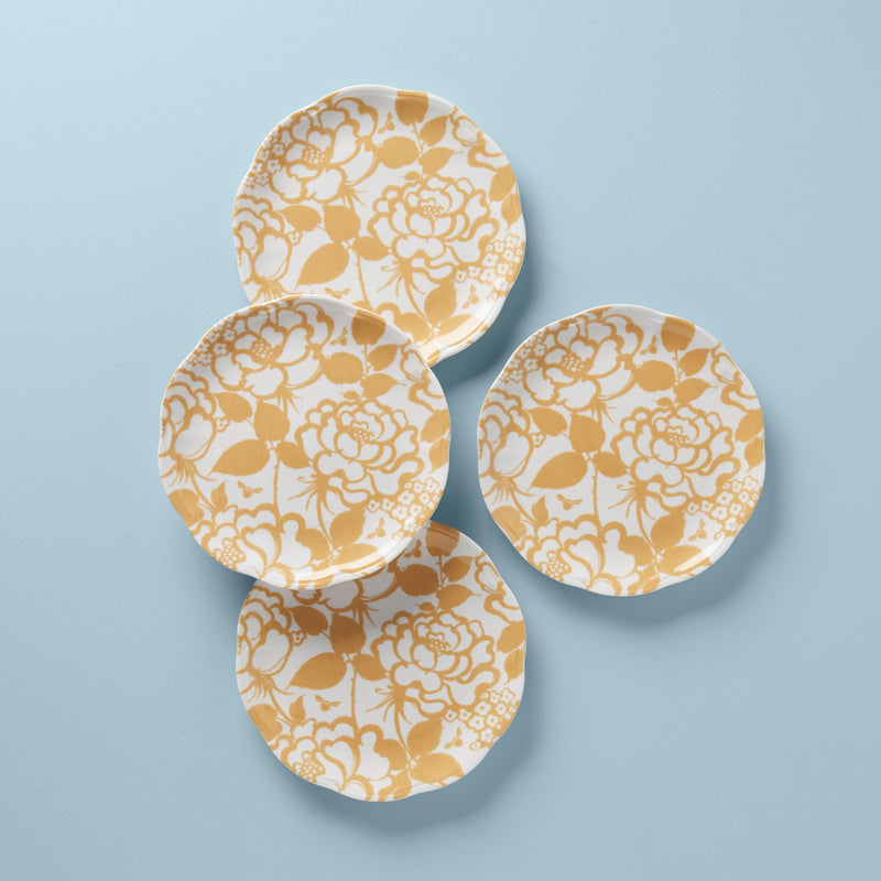 Butterfly Meadow Cottage Goldenrod Accent Plates - Set of 4