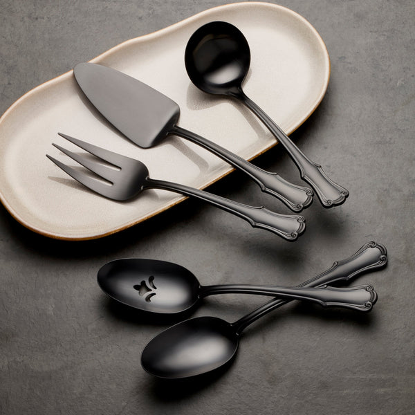 James Street Black Satin 5 Piece Hostess Set