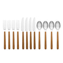 24 Seven Mirror Faux Wood Handle 12 Piece Flatware Set