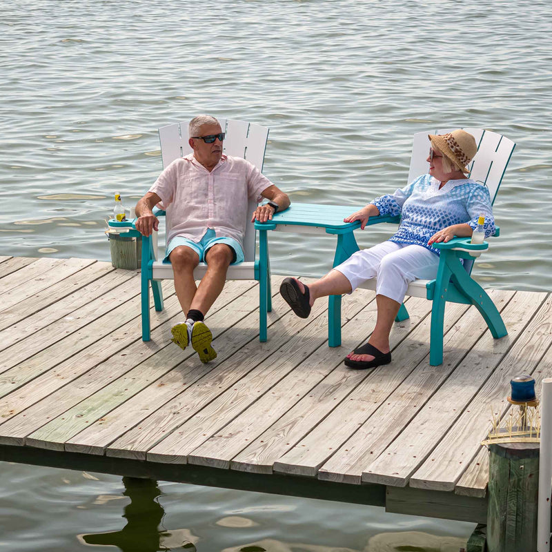 Amish Dockside Poly Adirondack Chair Settee for 2 with table