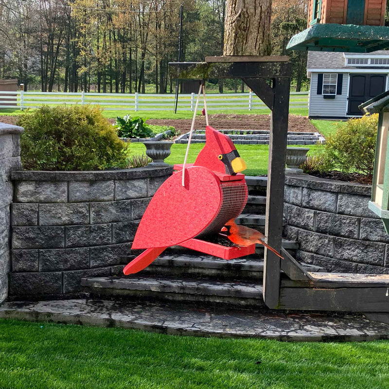 Amish Cardinal Shaped poly bird feeder
