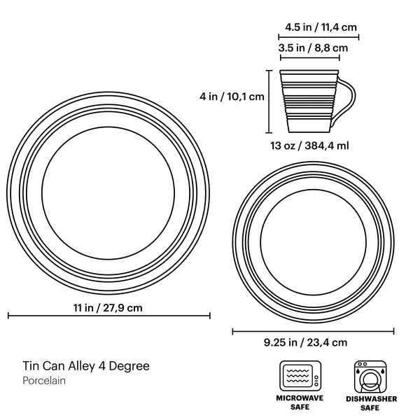 Tin Can Alley Four Degree 12-Piece Dinnerware Set