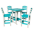 Amish 32" Square Long Beach Bar Table & 4 Bar Stools