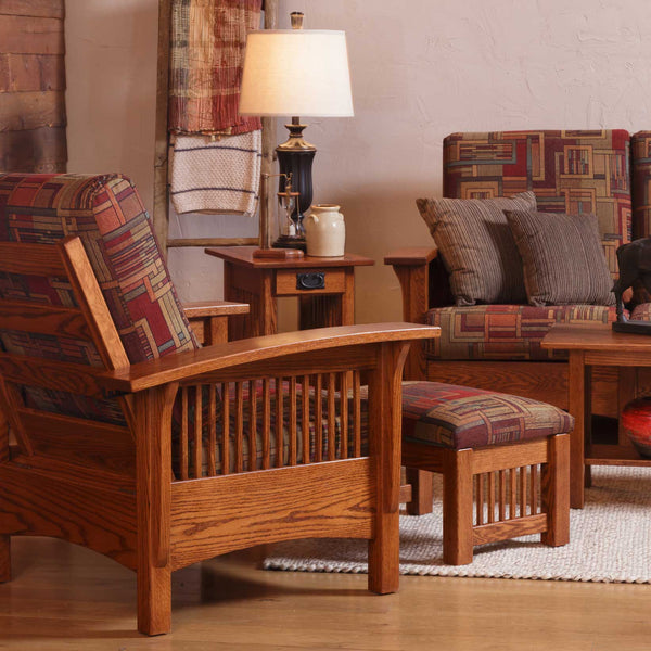 Amish Craftsman Mission Morris Chair with Ottoman Set - Quick Ship