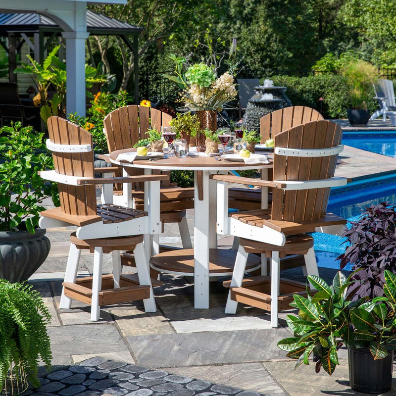 Amish 42" Round Patio Counter Height 5pc Table Set w/ Swivel Chairs - Customizable