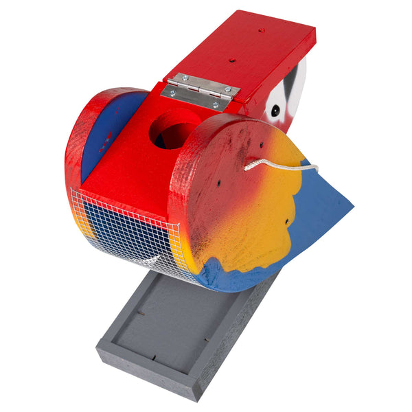 Amish Macaw Bird Shaped wood feeder