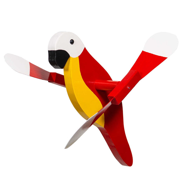 Amish Garden Wood Red Parrot Whirlybird