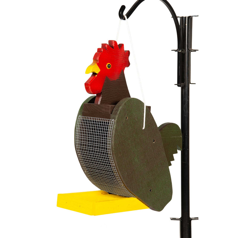 Amish Rooster Bird Shaped wood feeder