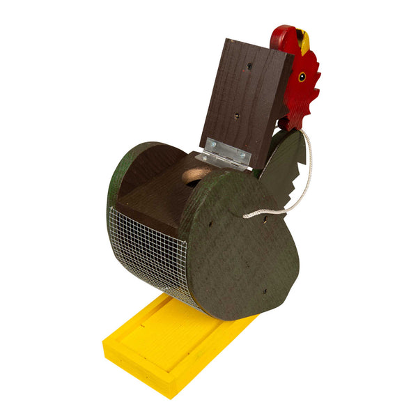 Amish Rooster Bird Shaped wood feeder