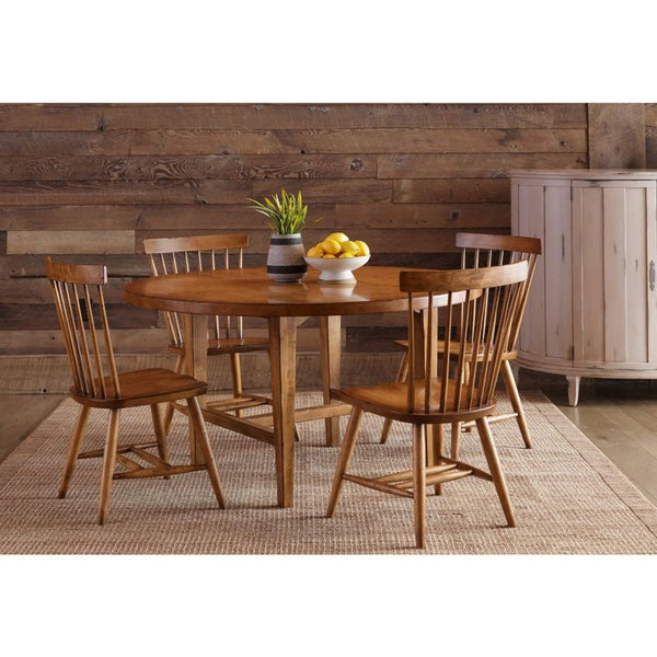 Amish Wheaton Round Pedestal Table with 4 Windsor Chairs