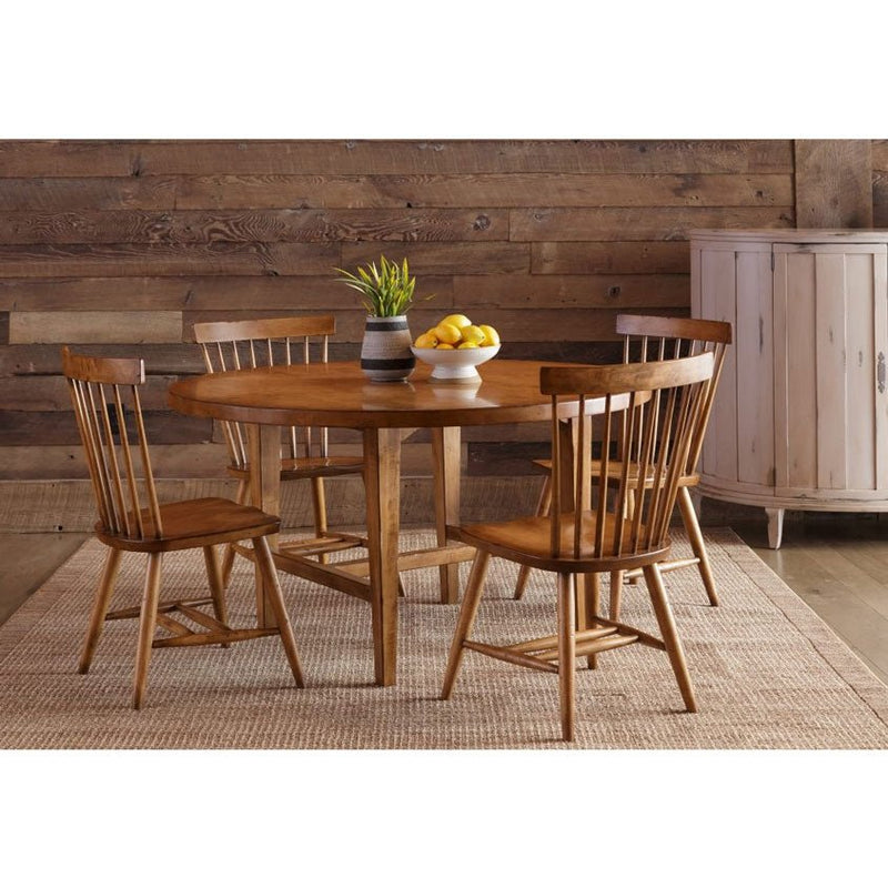 Amish Wheaton Round Pedestal Table with 4 Windsor Chairs