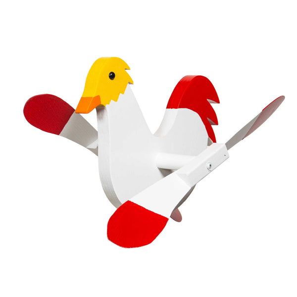 Amish Garden Wood White Chicken Whirlybird